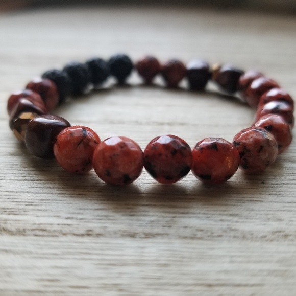 Orange Agate + Lava Diffuser Bracelet - Picture 2 of 4